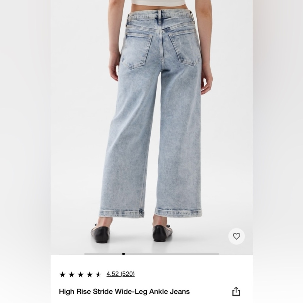 Gap high rise stride wide-leg ankle jeans. size 14/32 regular. NWT. - Picture 2 of 6